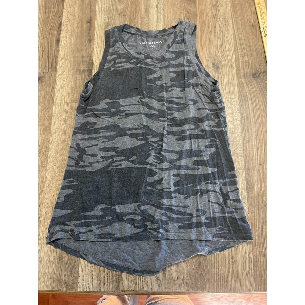 Interval Tank Top, Women's Size Small, Gray, Camouflage, Sleeveless